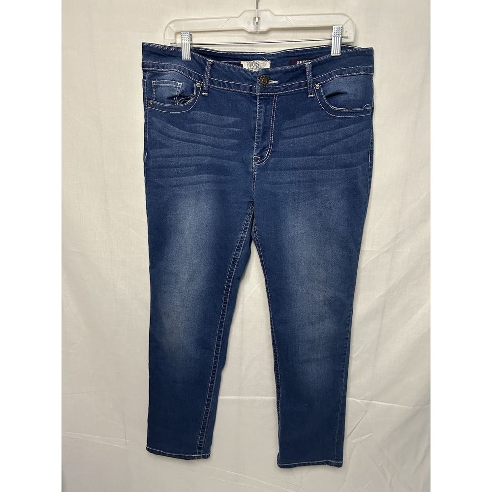VGS Denim Skinny Jeans Womens Size 14 Blue Embroidered Back Pockets‎ Stretch